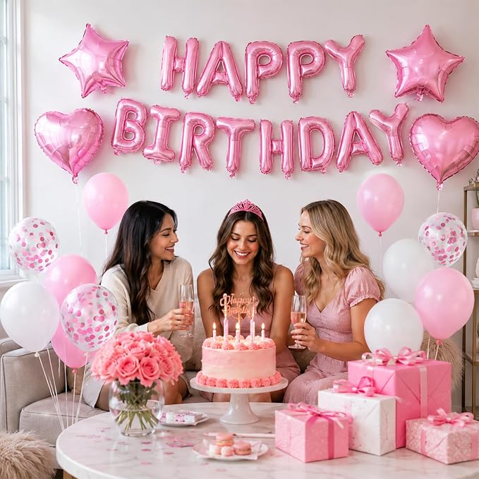 Pink White Birthday Decorations - Image 6