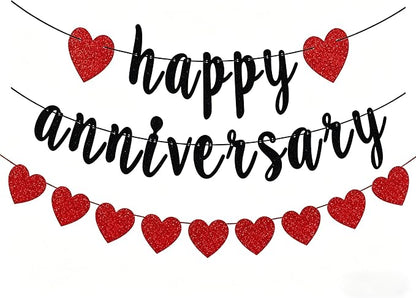 Happy Anniversary Banner, Glitter Paper and Cardstock, 6 ft Banner by Unknown