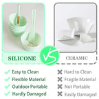 7Pcs Silicone Facial Mask Bowl DIY Face Mask Mixing Bowl for Home Salon Spa Face Skin Applicator Bowl, Green