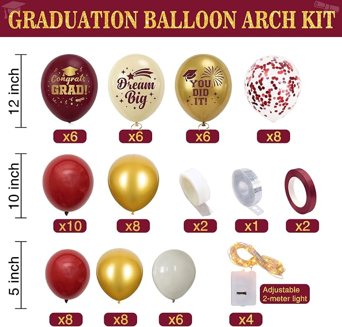 Graduation Decorations Class of 2026 Maroon and Gold Balloon Boxes - Image 3