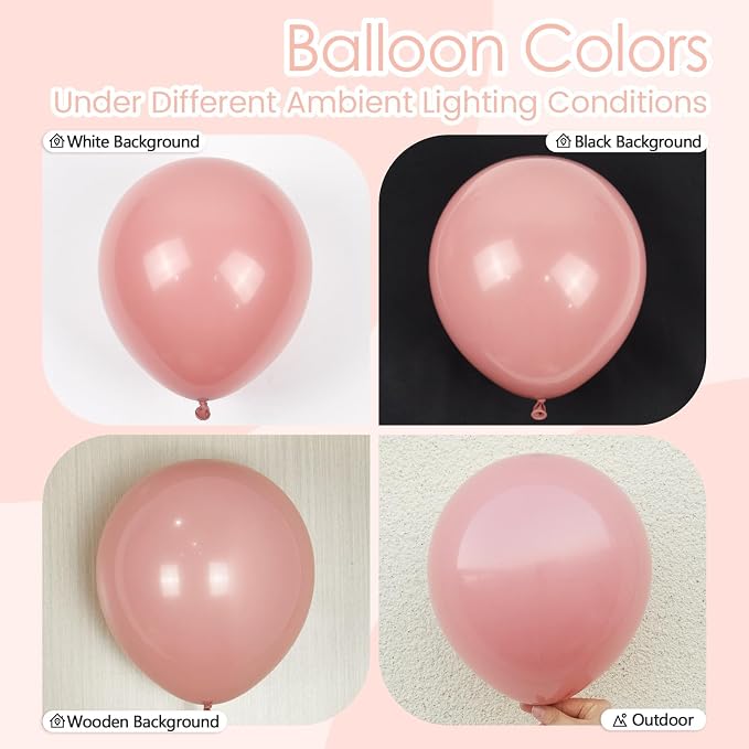 Dusty Pink Balloons 12 inch, Dusty Rose Latex 50pcs Party Balloons | Boho - Image 4