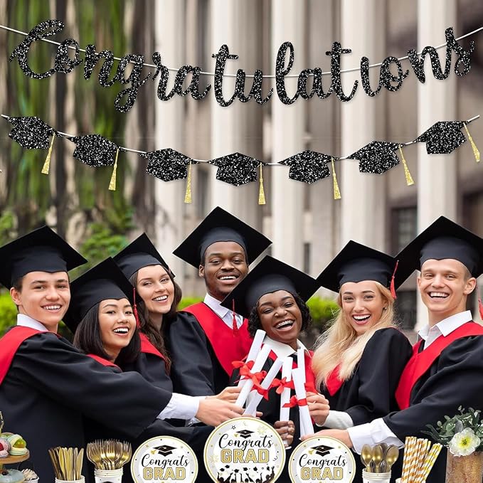 Pre Strung Congratulations Decorations Banner Graduation Class of 2026 Black - Image 5