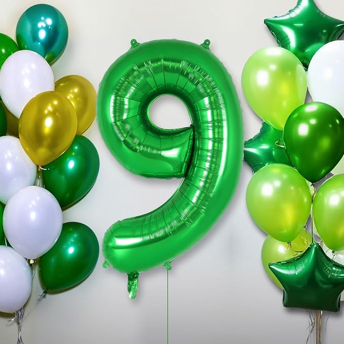 Dark Green Number 9 Balloon 40 Inch, Big Large Foil Helium Number Balloons - Image 2