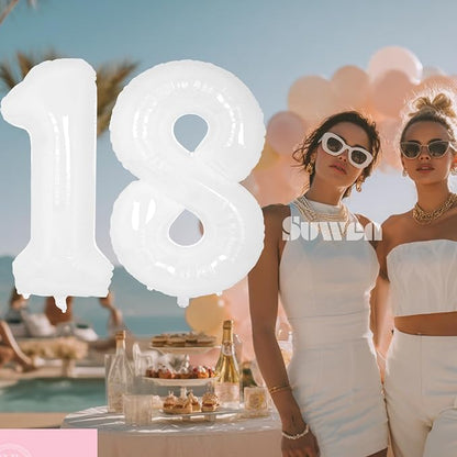 SUWEN 40 Inch White Large 18 Balloon Number Big Foil Helium Numbers 0-9 | Giant - Image 5