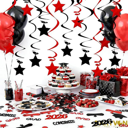 Red Black Hanging Swirl Decorations - Image 4