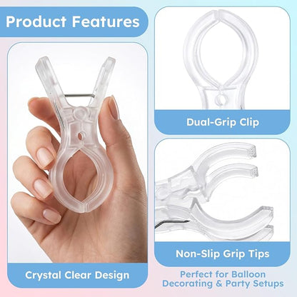 Balloon Arch Clips, 10 Pack Clear Plastic Spring Clamps | 3.5 Inch Backdrop - Image 3