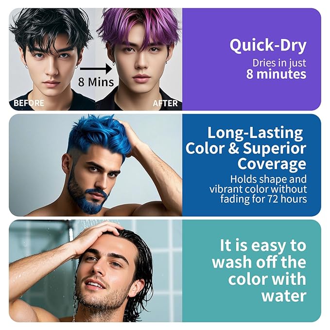 Temporary Hair Color Wax for Men - SUPIYA Washable Hair Wax Color, All-Day Hold Disposable Hair Wax for Christmas, Cosplay & Daily (Marige Color #68)