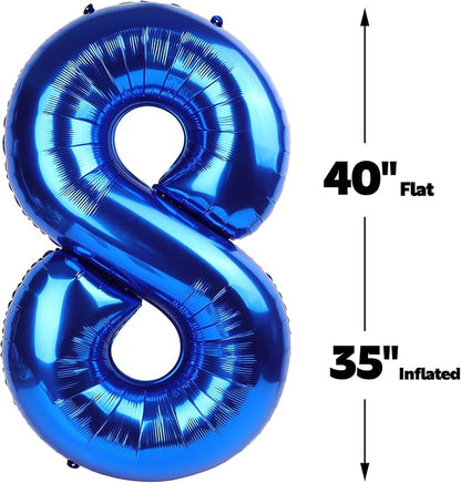 Navy Blue Number 8 Balloon 40 inch, 8th Birthday Party Balloons Decorations | - Image 2