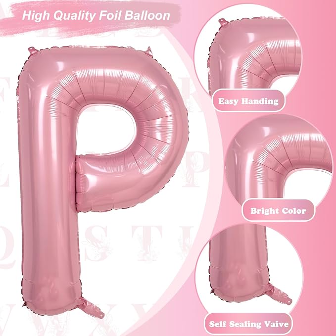 Giant Letter P Foil Name Balloon, Pastel Pink Inflatable Word Balloons P - Image 9