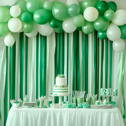 12 Green & White Crepe Paper Streamers, 984ft Pack of Party Decorations | Each - Image 5