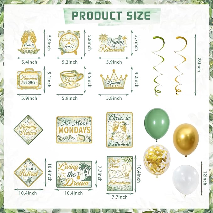 KOTLMIGHT Green Retirement Party Decorations Decor - Image 5