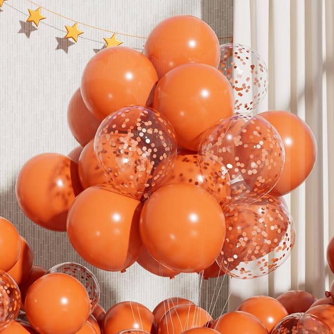 RainbowQ Orange Balloons 55Pcs 12 Inch Confetti Latex Helium Party Balloon | by RainbowQParty