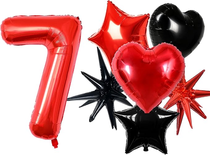 TONIFUL 7th Birthday Balloons Kit 40 Inch Red Large Number 7 Foil Balloon | by TONIFUL