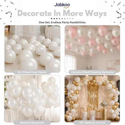 Jobkoo Pearl White Balloons 12 Inch 50Pcs Wedding Bridal Engagement Balloon | - Image 4