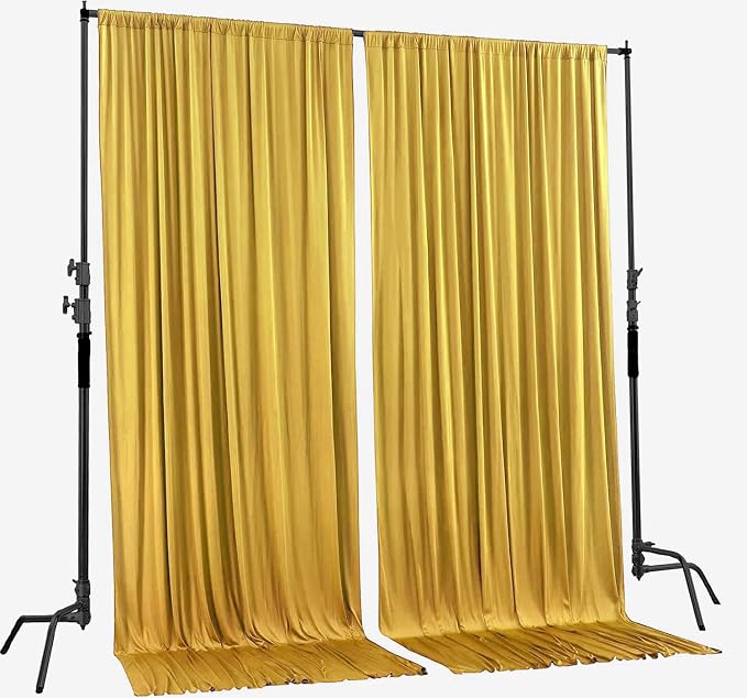 AK TRADING CO. 10 feet x 10 feet Mustard Gold Polyester Backdrop Drapes - Image 2