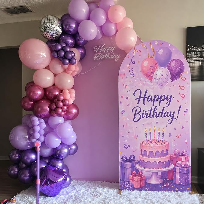 Purple Pink Balloons, 60 Packs 12 Inch Metallic Purple Pink Confetti Balloons - Image 4