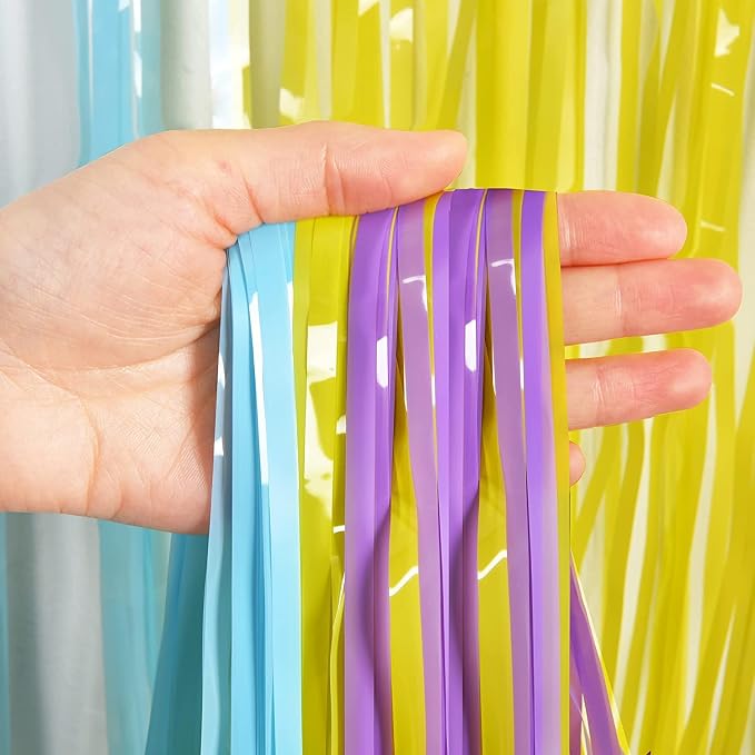 BRAVESHINE Tinsel Foil Fringe Curtains | Pastel Colourful Party Backdrop | 2Pcs - Image 6