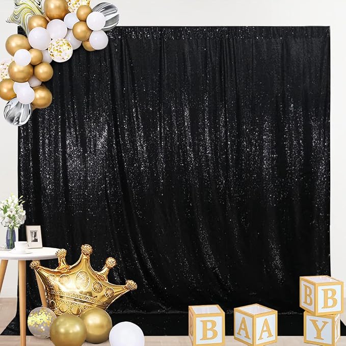 SquarePie 6x6ft Black Sequin Backdrop, High Density Non-Transparent Glitter - Image 9