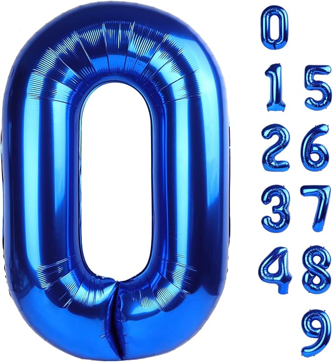 Number Balloons Blue Number 0 for 10 100 Birthday Decorations, 40 Inch | Jumbo by Mluchee