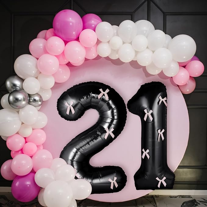 40 Inch Number Balloons with Bow Coquette Birthday Decorations Giant Number 1 - Image 5