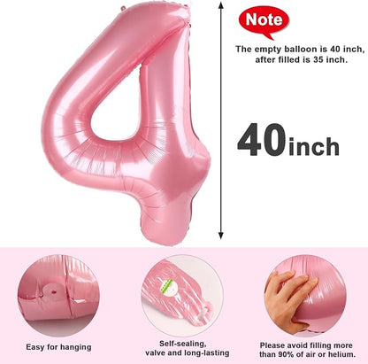 4 Balloon Numbers Party Decorations, 40In Pearl Pink Balloons - Image 5
