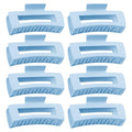 TOCESS Hair Claw Clips for Women - 8PK Large Neutral Matte Square Jumbo Hair Clips for Thick, Thin, Long, Short, Curly Hair Girls, Big Jaw Clip Set for Daily Use (Glacier Blue)