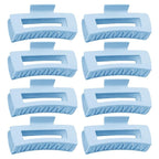 TOCESS Hair Claw Clips for Women - 8PK Large Neutral Matte Square Jumbo Hair Clips for Thick, Thin, Long, Short, Curly Hair Girls, Big Jaw Clip Set for Daily Use (Glacier Blue)