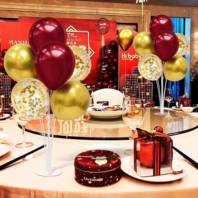 ZJDHPTY 4Set Red Gold Balloon Stand Table Centerpieces Party Decor | Christmas - Image 7