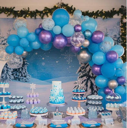 Frozen Balloons, 12 Inch Blue and Purple Balloons, Metallic Silver Blue Frozen - Image 7
