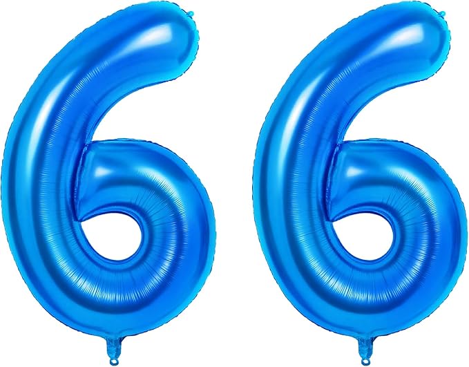Number 66 Balloons for 66th Birthday Party Decorations, 0-100 Large No.66 by Joycard