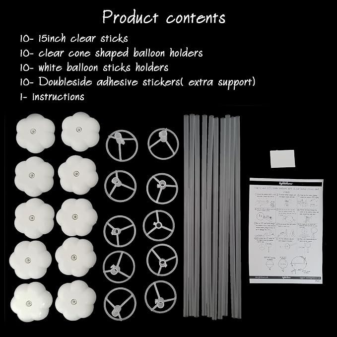 Clear Transparent Balloon Sticks and Stands 10pc set, reusable balloon sticks - Image 2