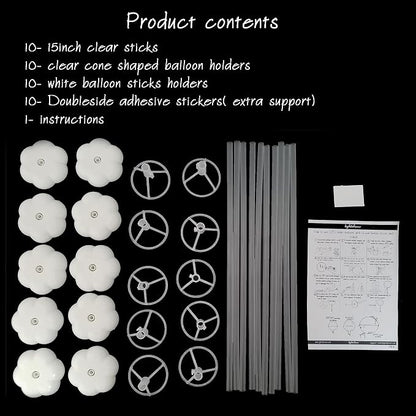 Clear Transparent Balloon Sticks and Stands 10pc set, reusable balloon sticks - Image 2