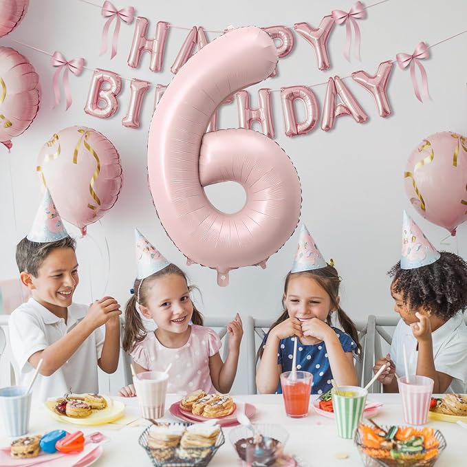 Light Pink Number Balloon 6, 40 Inch Large Self Inflating 6 Foil Number - Image 6