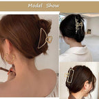 Mehayi 3 PCS Large Gold Metal Hair Claw Clips for Women Girls, Cute Alloy Big Hair Clamps Strong Hold for Thick Thin Hair, Fashion Hair Accessories Headwear Styling Tools for Party Wedding