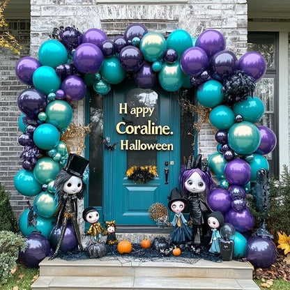 Purple Teal Balloon Garland Double Stuffed Dark Purple Blue Turquoise Green - Image 9