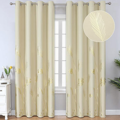 Beige Curtains 90 Inches Long, Room Darkening Curtains by ESTELARTEXTILER