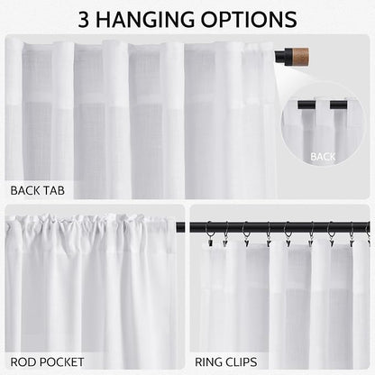 Snow White Linen Curtains 102 Inches Long - Image 2