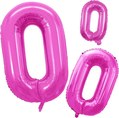 Pink Foil Balloons Number 0 for 10th 20th 30th 40th 50th 60th 70th 80th 90th by GOER
