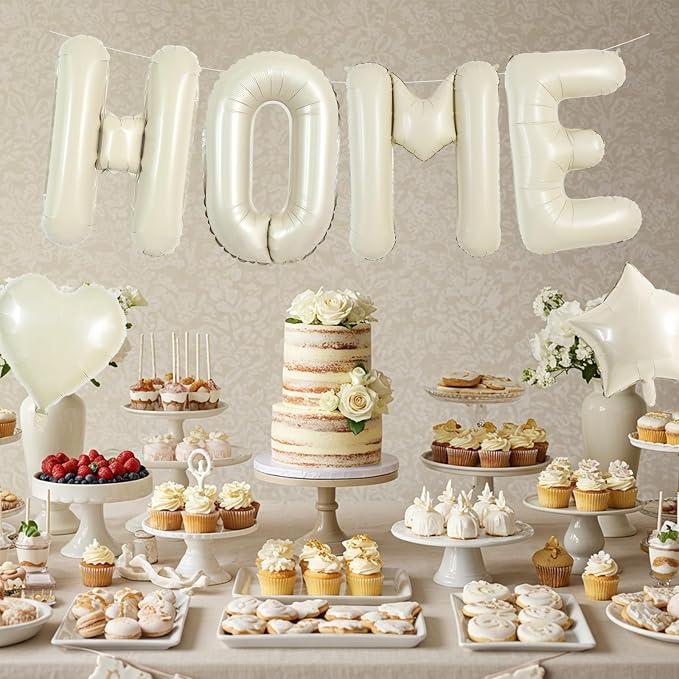 TONIFUL 40 Inch Cream White HOME Letter Balloon, Large Decoraction - Image 3