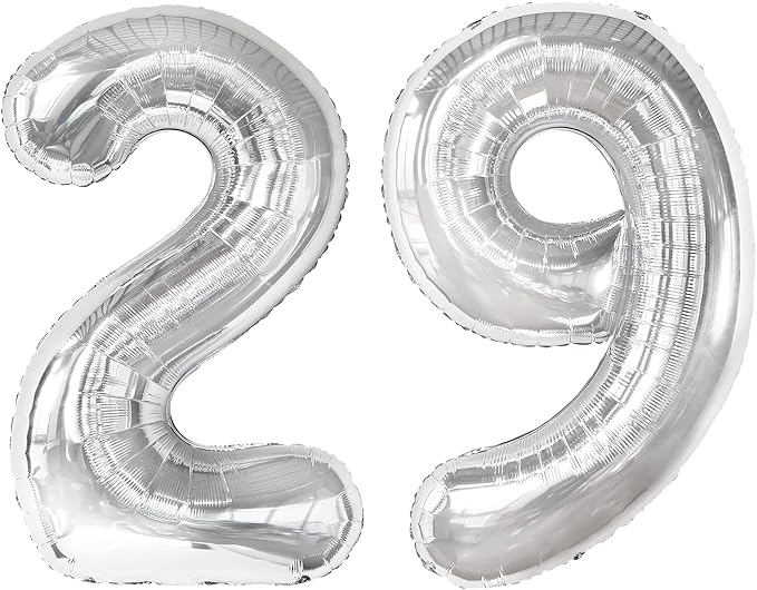 29 Balloon - Silver Birthday Number Balloons, 40 Inch Decorations Men Women | by ALPHADELTAPI