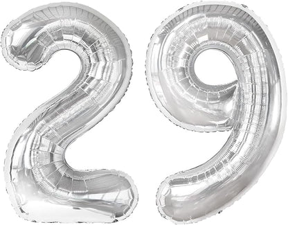29 Balloon - Silver Birthday Number Balloons, 40 Inch Decorations Men Women | by ALPHADELTAPI