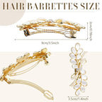 Geyoga 6 Pieces Vintage Hair Barrettes for Women Retro Flower French Pearl Crystal Rhinestones Clips Hair Pins for Women Styling Accessories(Flower Style)