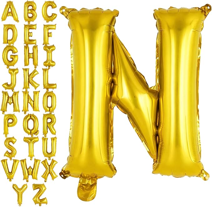 Gold Letter N Balloons, 40 Inch Large Foil Letter Balloons, Custom Phrase by YOTHORN