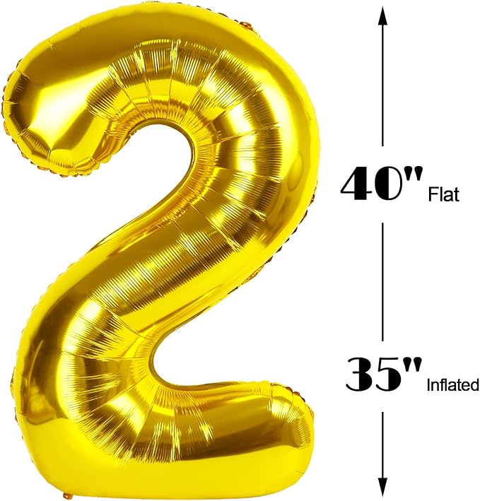 40 Inch Big Gold Number 22 Balloon Birthday Decoration, Numbers 22 Helium - Image 2