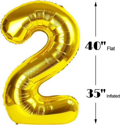 40 Inch Big Gold Number 22 Balloon Birthday Decoration, Numbers 22 Helium - Image 2