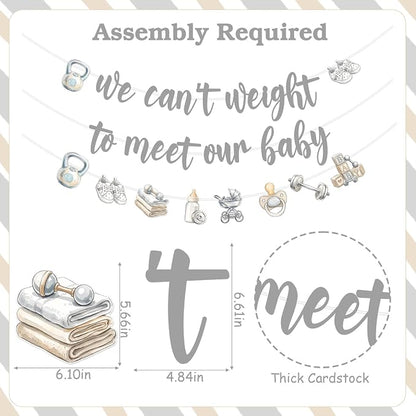 Gym Baby Shower Party Decorations Neutral Baby Shower Supplies | Blue Gray We - Image 5