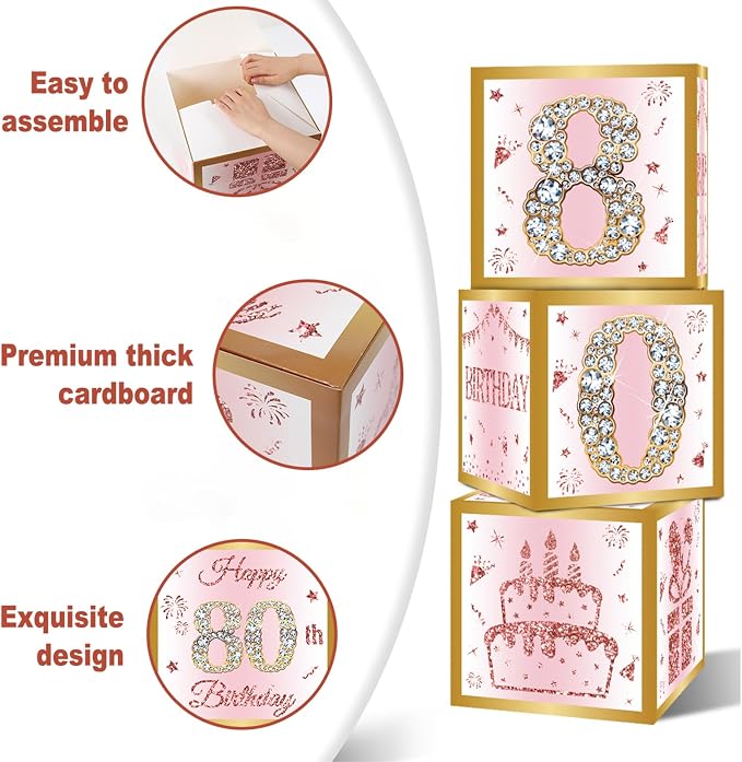 DataMoon 80th Birthday Decorations Boxes - Image 6
