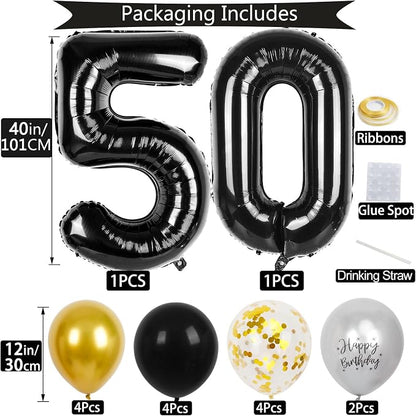 50th Birthday Decorations for Men Women, 40 inch 50 Balloon Numbers - Image 2