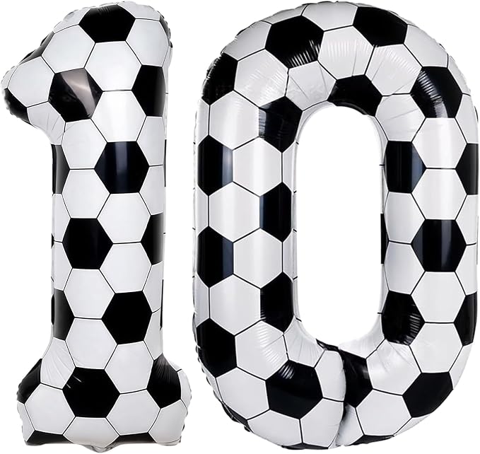 Soccer 10 Balloon Number, 40 Inch Soccer Number 10 Foil Balloon by Froova