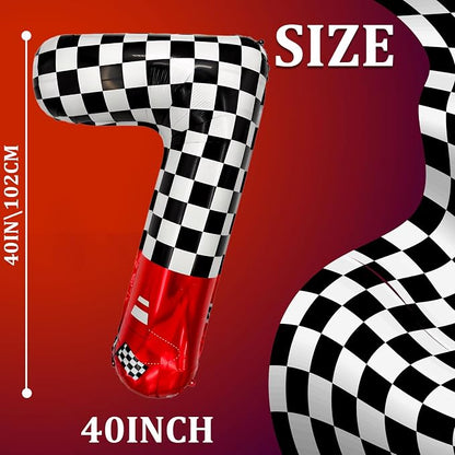 1 pack racing theme 40-inch digital foil balloon, featuring black and white - Image 2